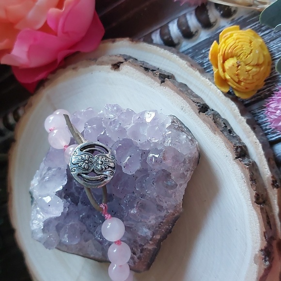 Rose Quartz Bracelet, Leather Artisan made by Rust Belt Raised - Picture 3 of 9